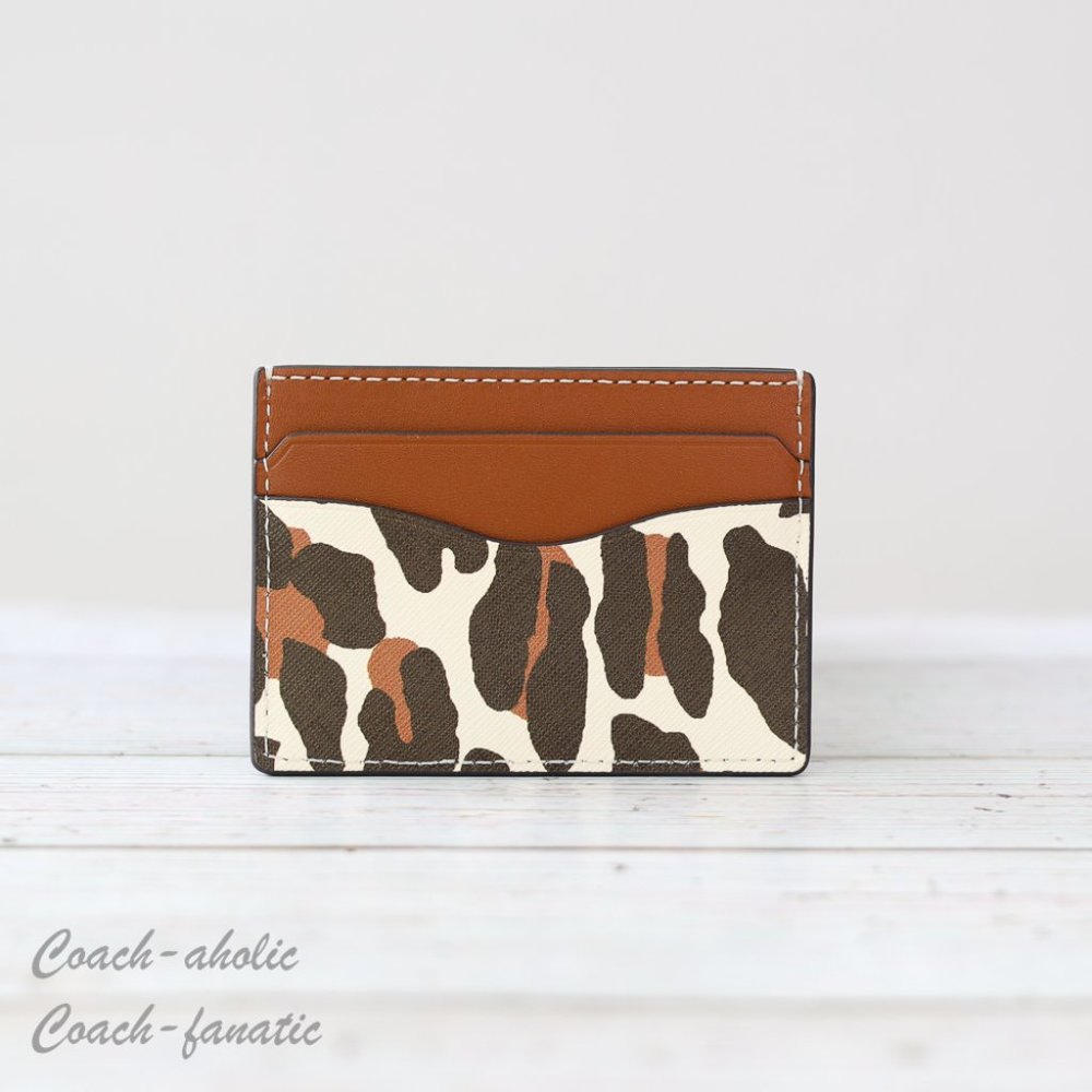 NWT Tory Burch Emerson Printed Slim Card Case in Beige Reva Leopard - Picture 2 of 6